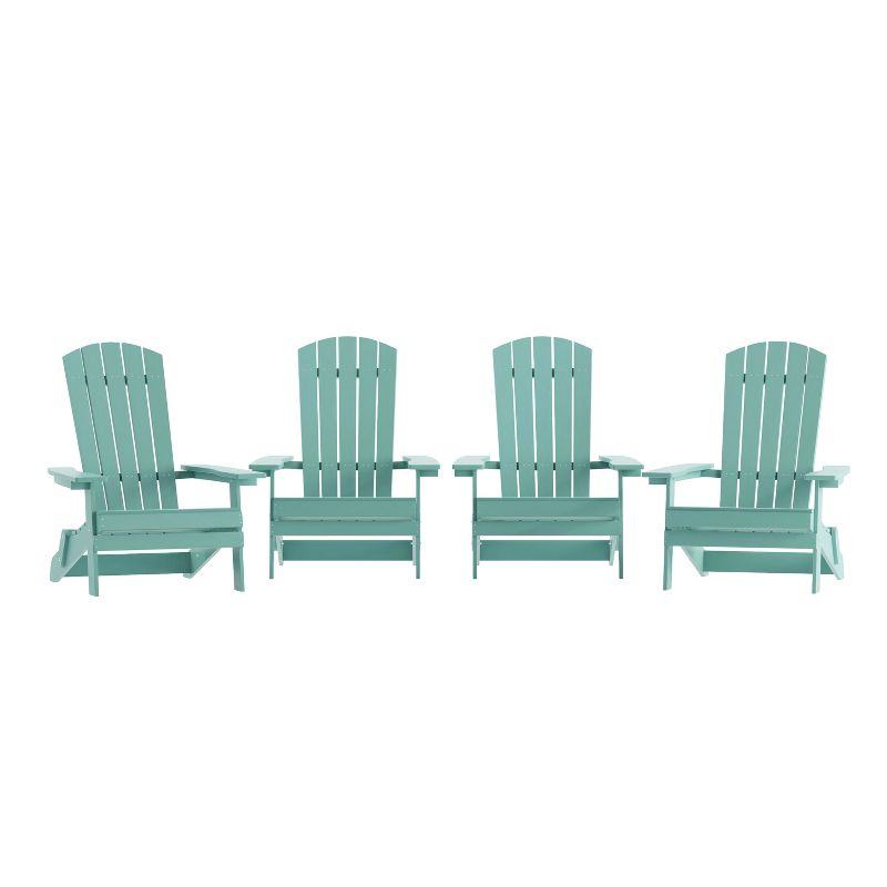 Flash Furniture Set of 4 Charlestown All-Weather Poly Resin Folding Adirondack Chair, 1 of 14
