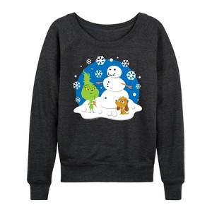 Women's - Dr. Seuss -  Lightweight French Terry Wide Neck Long Sleeve Shirt - 1 of 4