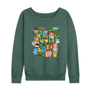 Women's - Toy Story 4 - Buzz, Woody, And Friends Lightweight French Terry Wide Neck Long Sleeve Graphic Shirt - 1 of 4