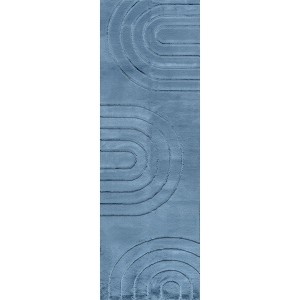 Nuloom Valery Cozy Plush Arches Faux Rabbit Pet Friendly Premium Machine Washable Area Rug, Runner 2' 6" x 8', Blue - 1 of 4