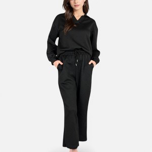 Anna-Kaci Women's Long Sleeve Pullover and Wide Leg Pants Lounge Set - 1 of 4