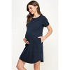 Hello Miz Casual Crew Neck Tee Shirt Maternity Dress with Pockets - 2 of 4