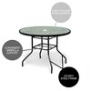 Garden Elements Outdoor Dining Table Patio Furniture, Round Steel Base and Rim with Waterwave Glass Top, Black, 40" - 2 of 3