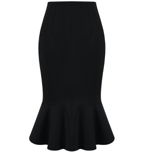 Hobemty Women's Office Fishtail Stretchy High Waist Bodycon Pencil Skirts - 1 of 4