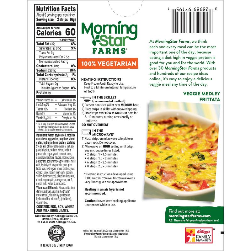Morningstar Farms Veggie Breakfast Bacon Frozen Strips - 5.25oz, 6 of 12