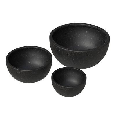 LeisureMod Iris 3-Piece Fiberstone and Clay Planter Set Round Plant Pots with Drainage Holes for Indoor and Outdoor