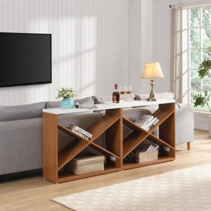 70.9 Inch Console Table Farmhouse,X Shape Detachable ExtraLong Console Table Storage,Console Table In Living Room,Entrance,Corridor-Cuddlewood - 1 of 4