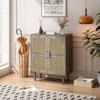 Storage Cabinet with Handmade Natural Rattan Doors, Rattan Buffet Cabinet, Sideboard for Living Room, Hallway, Dining Room, Entryway - 3 of 4