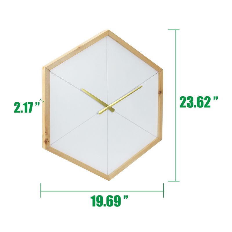 23.5&#34; Wooden Hexagon Wall Clock with Open Face White - Stonebriar Collection, 5 of 10