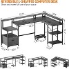 76 Inch Reversible L Shaped Desk with File Drawer for Home Office, Corner Desk with Storage and Power Outlet, L Shape Desk with Monitor Shelf - Grey - 2 of 4