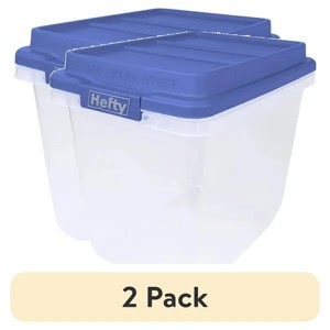 Racxily 32 Qt. Clear Storage Bin with Blue HI-RISE Lid Plastic Storage Bin and Lid, Smoke Blue - 1 of 4