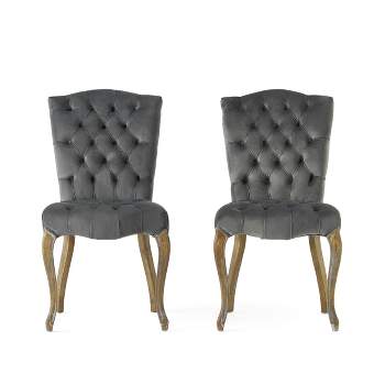 Set of 2 Moira New Velvet Dining Chair Charcoal - Christopher Knight Home