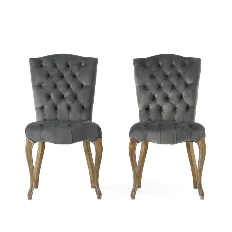 Set of 2 Moira New Velvet Dining Chair Charcoal - Christopher Knight Home, 1 of 7