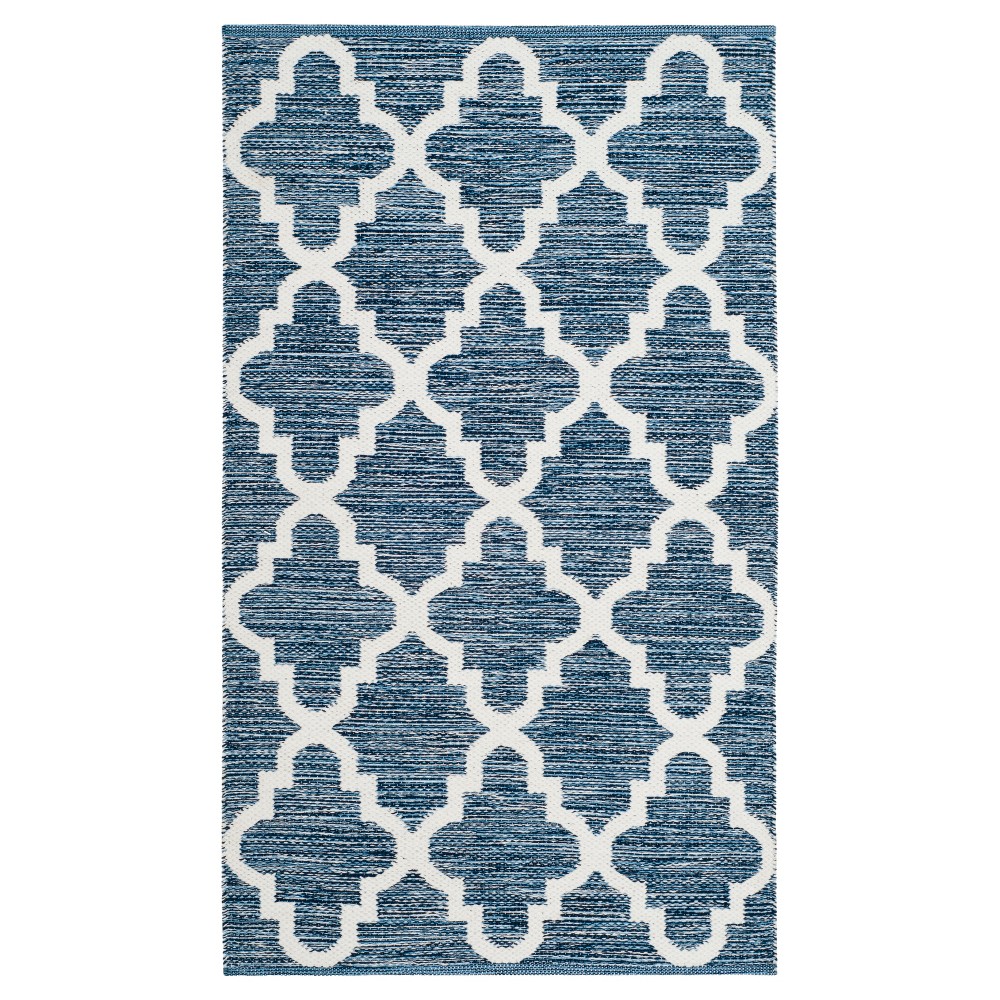 3'x5' Quatrefoil Design Woven Accent Rug Navy/Ivory - Safavieh