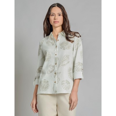 Jones New York Roll-Tab Button-Front Blouse