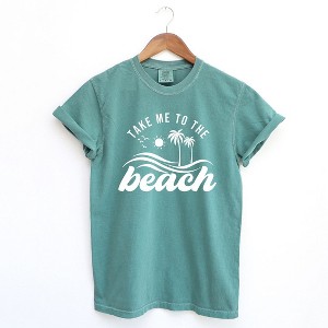 Simply Sage Market Women's Take Me To The Beach Wave Short Sleeve Garment Dyed Tee - 1 of 3