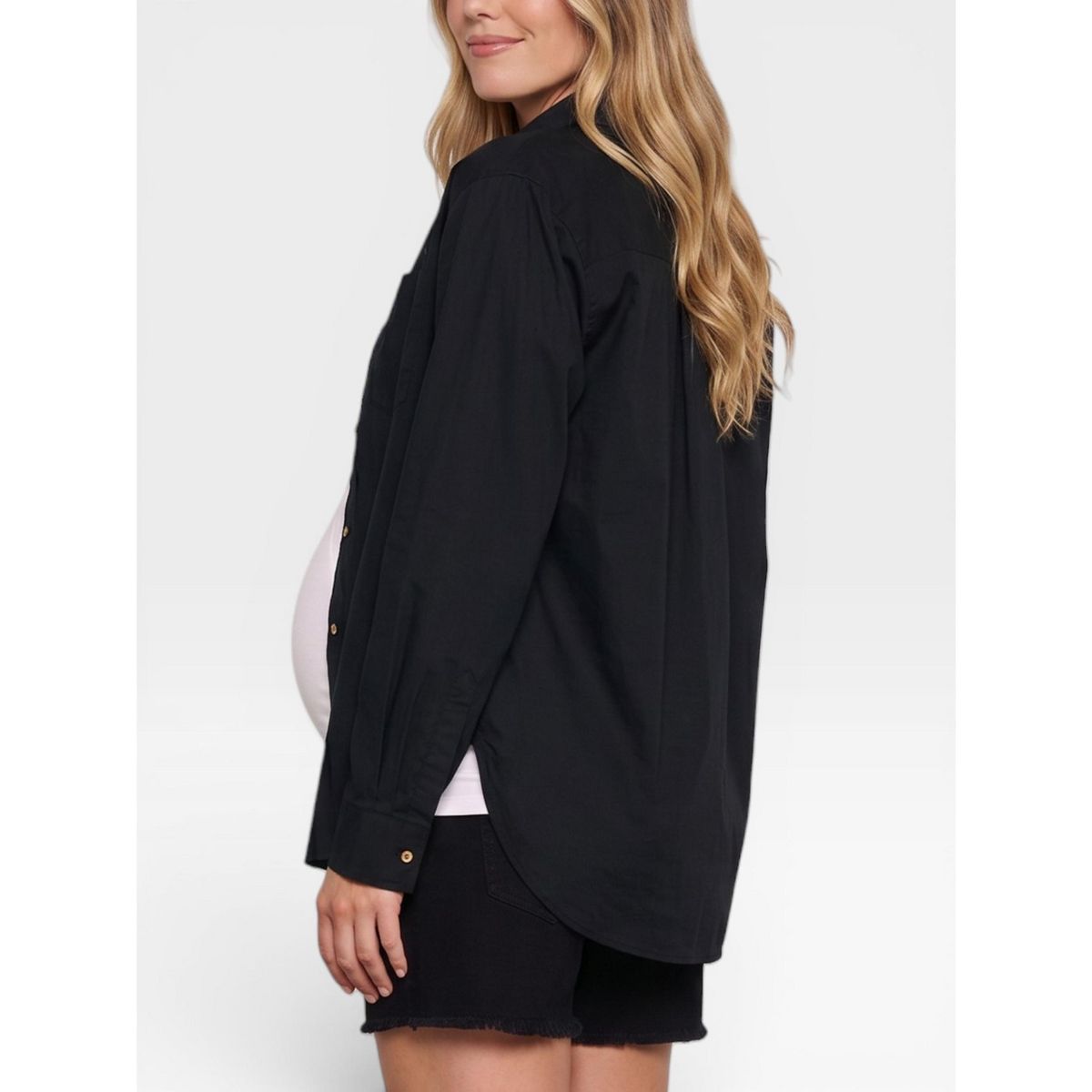 Women's Long Sleeve Button-Up Poplin Shirt | Motherhood Maternity - thumbnail 2