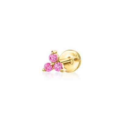 Pure Collection by Ross-Simons Pink Sapphire Flat-Back Stud Earrings in 14kt Yellow Gold