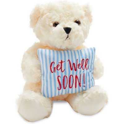 Blue Panda Get Well Soon Teddy Bear Stuffed Animal Plush Gift, 9.25 inches, White