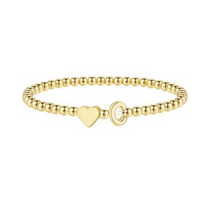 Turandoss Gold Initial Bracelets for Women Girls - Dainty Beaded Heart Bracelet for Kids, Letter Charm Bracelet for Girls, Christmas Jewelry Gifts - 1 of 4
