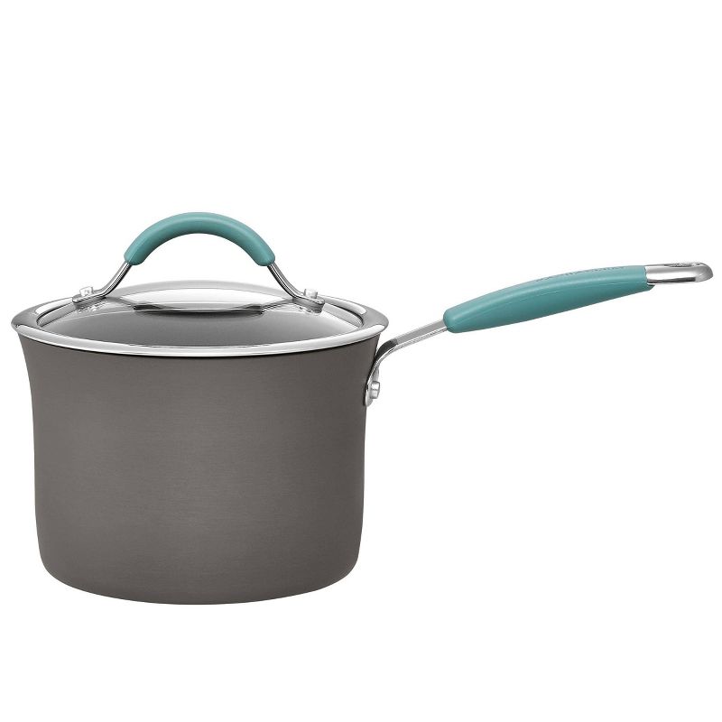 Rachael Ray Cucina 3qt Hard Anodized Nonstick Saucepan with Lid Blue Handles, 4 of 5