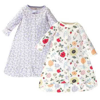Touched by Nature Baby Girl Organic Cotton Long-Sleeve Wearable Sleeping Bag, Sack, Blanket, Flutter Garden