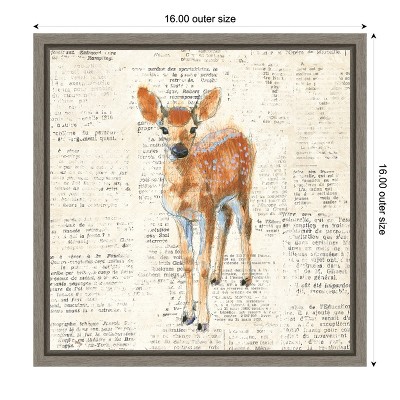 Amanti Art Into the Woods III no Border (Deer) by Emily Adams Canvas Wall Art Print Framed 16-in. x 16-in.