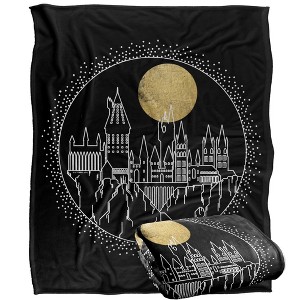 Harry Potter Hogwarts Full Moon Line Art Silky 50X60 Blanket, 1 Sided - 1 of 4