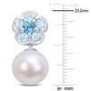 EVERLY JEWELRY | Sterling Silver 11 - 12 MM Freshwater Cultured Pearl and 3 1/10 CT TGW London and Sky-Blue Topaz Floral Drop Earrings - 3 of 4
