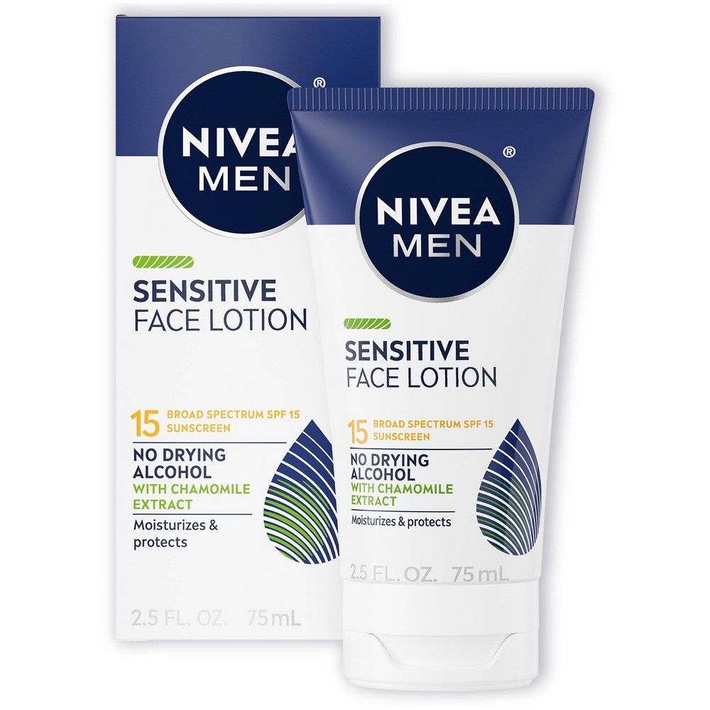 Photos - Cream / Lotion Nivea Men Sensitive Face Lotion with Vitamin E - SPF 15 - 2.5 fl oz 