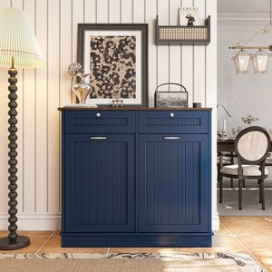 40 in. W x 14 in. D x 36 in. H Ready to Assemble Floor Base Tilt-Out Trash Kitchen Cabinet with 2-Drawer - 1 of 4