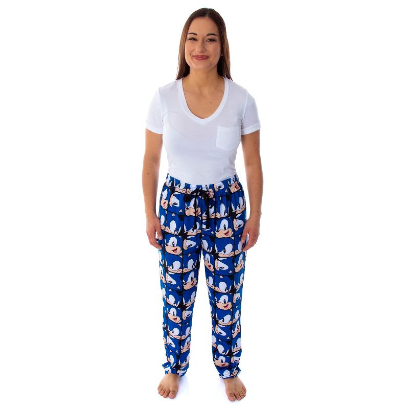 Sonic The Hedgehog Men's Allover Face Pattern Sleep Lounge Pajama Pants, 5 of 6
