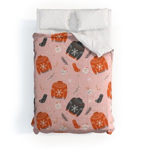 BlueLela Christmas sweater pattern pink Comforter + Pillow Sham(s) - Deny Designs - 1 of 3