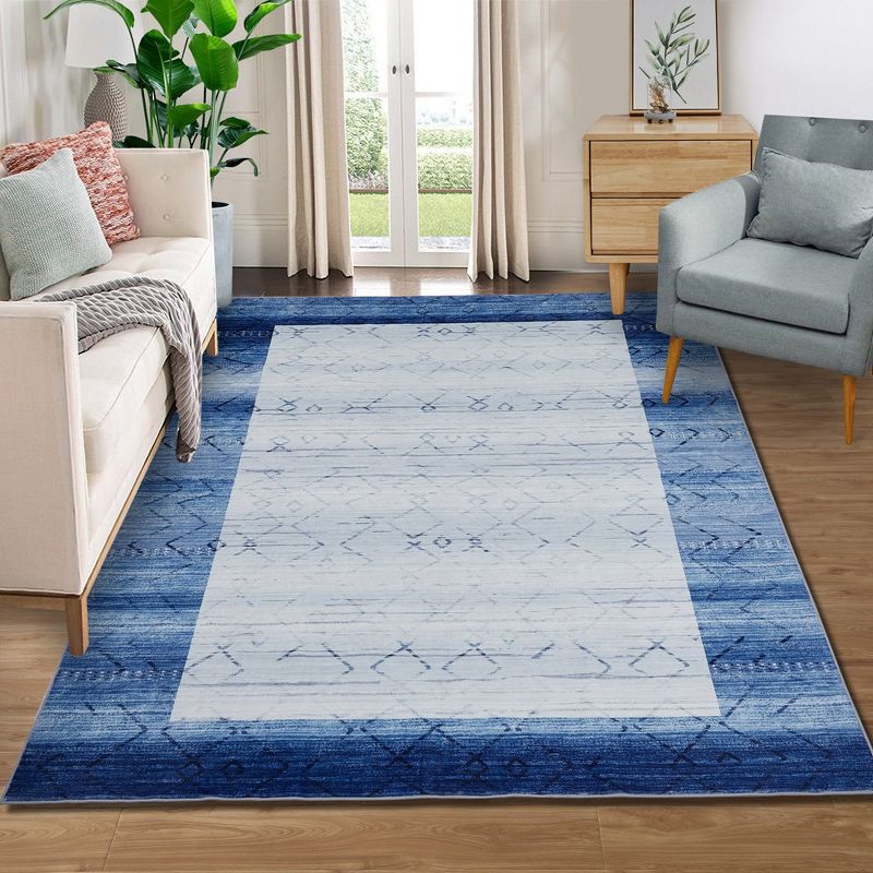 Machine Washable Bordered Rug Indoor Modern Geometric Area Rugs Low Pile Rug Abstract Carpet, 3 of 9