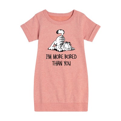 - Garfield - More Bored Than You Graphic Short Sleeve Fleece Dress