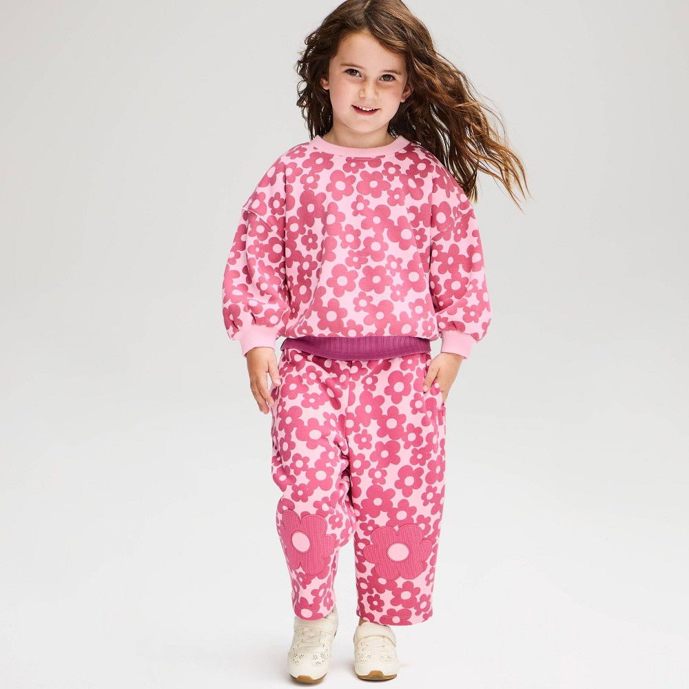 Toddler Girls' Floral Fleece Top & Pants Set 2pc - Cat & Jack™