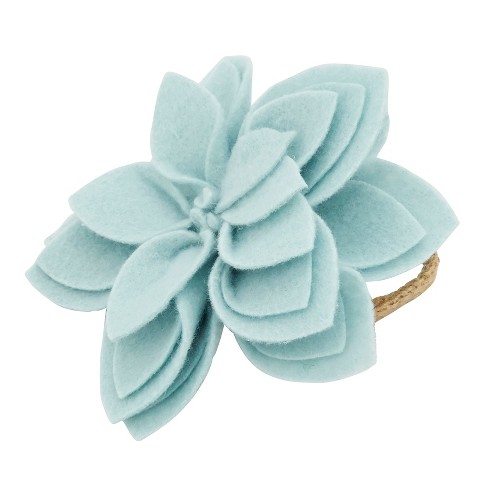 Saro Lifestyle Felt Blossom Napkin Ring (Set of 4), Blue : Target
