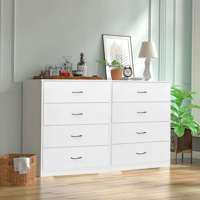 SKONYON 4 Drawer Wood Dresser Storage Cabinet, White, 2 of 10