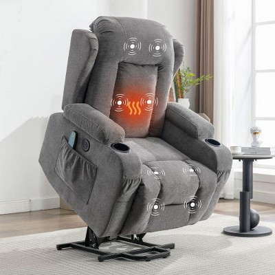 NicBex Cotton Lift Recliner Chair for Elderly,Massage Chairs with Vibration Massage and Lumbar Heating,Modern Reclining Chairs for Living Room