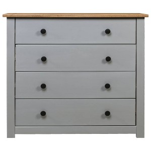 vidaXL Rustic Side Cabinet with 4 Drawers - Gray Wood Panel, Farmhouse Pine Panama Range Stand - Perfect for Home or Office - 1 of 4