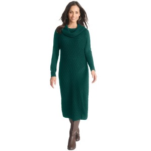Jessica London Women's Plus Size Textured Cowlneck Sweater Dress - 1 of 4