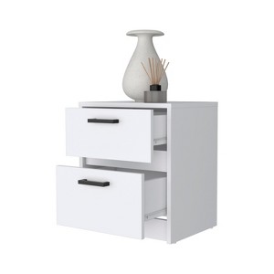 Vynxaria 2-Drawer Nightstand - White, Strong Metal Handles, Smooth Easy-Pull Drawers, Ample Storage, Bedroom Furniture - 1 of 4