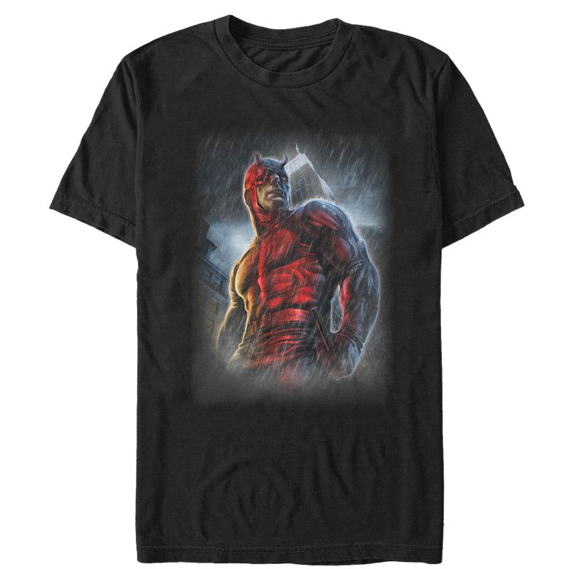 Men's Marvel Daredevil Superhero City Rain T-Shirt, 1 of 5