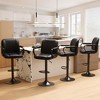 Ora Maison Set of 2 Adjustable Blue Counter Height Bar Stools, 360° Swivel PU Leather Chairs with Backs for Kitchen Island or Home Bar - 2 of 4