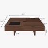 POVISON Mid Century Modern Coffee Table, Minimalist Wood Veneer Coffee Table with Multifunctional Storage for Living Room, 39.37'', Walnut - 4 of 4