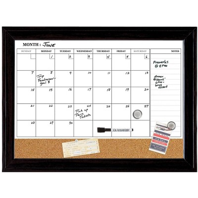 Quartet Magnetic Cork & Dry Erase Calendar Whiteboard Espresso Frame 814928