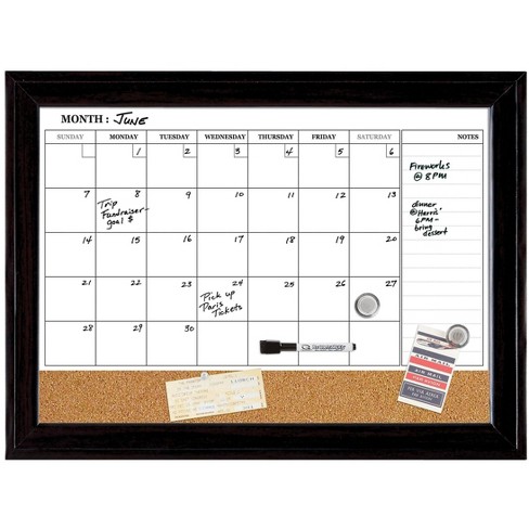Quartet Magnetic Cork Dry Erase Calendar Whiteboard Espresso Frame 814928 Target