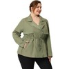 Agnes Orinda Women's Plus Size Trench Lapel Zipper Front Drawstring Waist Pockets Moto Jackets - 4 of 4