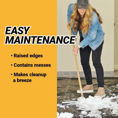 Black PVC Garage Containment Mat with Squeegee, 7.9' x 16'