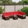 vidaXL 9 Piece Patio Sofa Set with Cushions Brown Poly Rattan - 2 of 4
